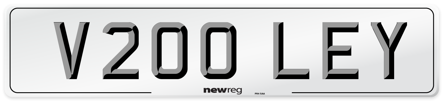V200 LEY Number Plate from New Reg